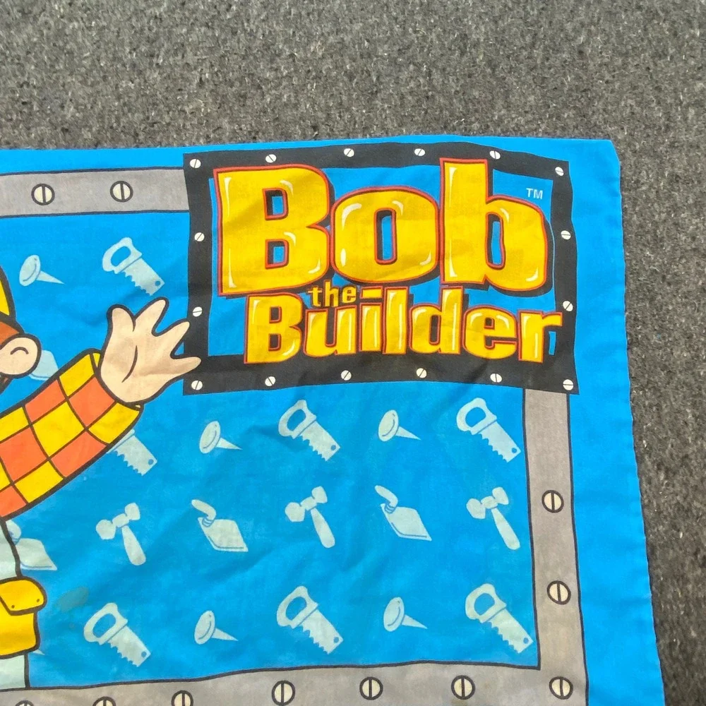 Bob the Builder Pillowcase Standard Kids Blue‎ Vintage 2001 Scoop Pilchard Cat
